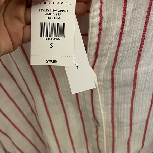 NWT ANTHRO sanctuary red striped tie front top small - Picture 5 of 7
